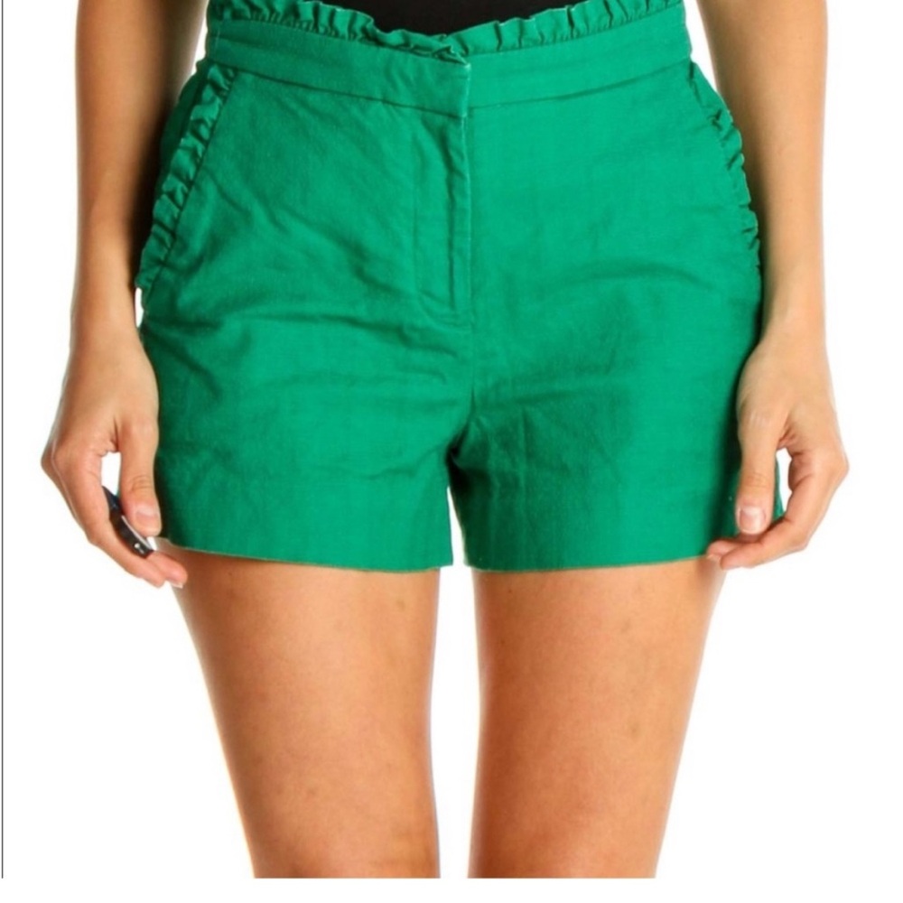 Green ruffled Jcrew Women's Shorts